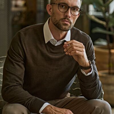 Men's Crew Neck Knitted Sweater Thumbnail